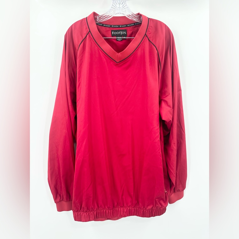 FootJoy FJ Men's V-Neck Windbreaker Pullover Jacket Red Size XXL